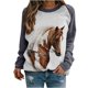 thumbnail image 2 of ICHUANYI Liquidación Camiseta holgada estampada a la moda para mujer Blusa de manga larga cuello redondo Tops casuales sudadera con capucha ICHUANYI WER202308251123, 2 of 5