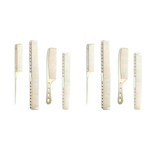 Qarigey Peine de corte de 4 piezas para profesionales - Peine de corte de cabello de metal con mango ergonómico unisex ligero y duradero Oro Oro rico local 2Conjunto