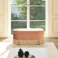 thumbnail image 3 of Oval Storage Bench In Peach Orange Velvet - Foam Padding For Comfort Versatile Use 38" Hue Enhances Interior Look, 3 of 5