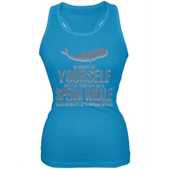 Always Be Yourself Sperm Whale Pale Blue Juniors Soft Tank Top