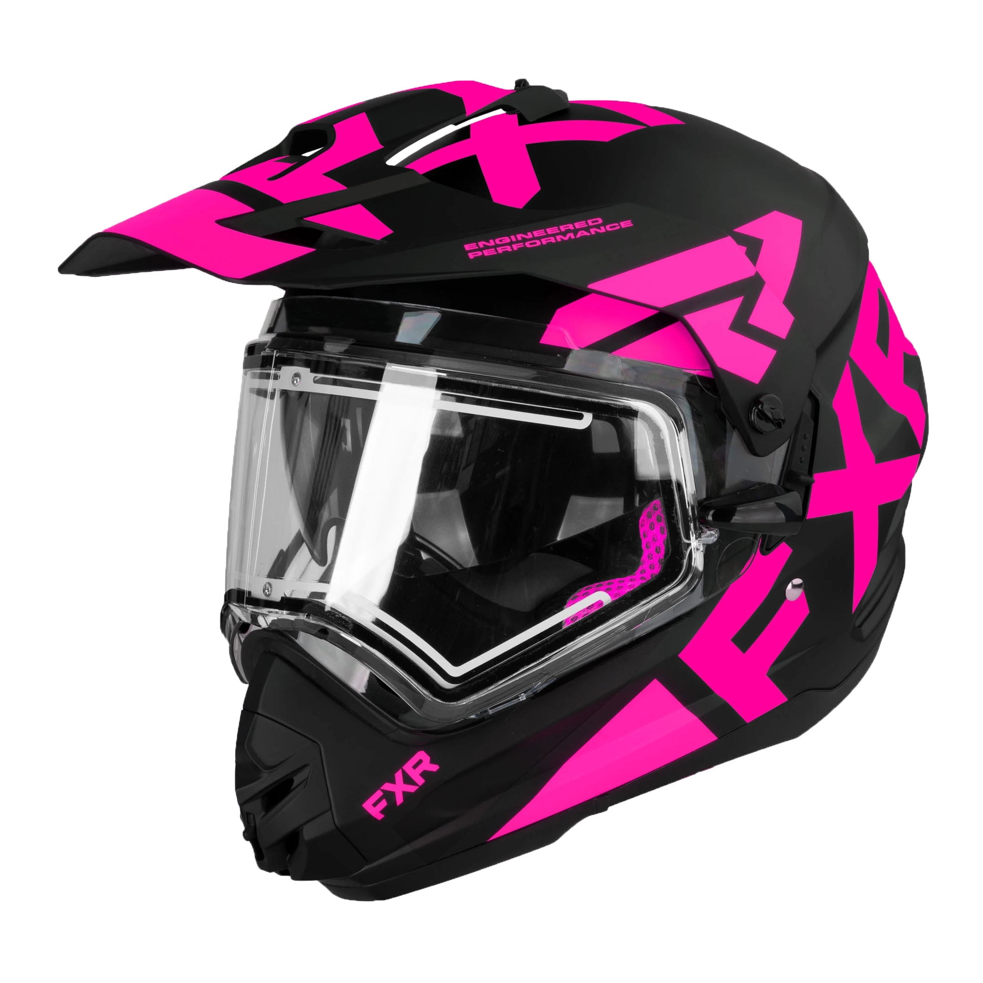 FXR Black/Pink Torque X Team Helmet w/Electric Shield Sun Shade Lightweight