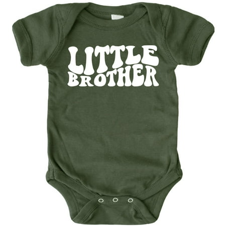 

Little Brother Groovy Wavy Bodysuits White on Military Green Bodysuit 6 Months