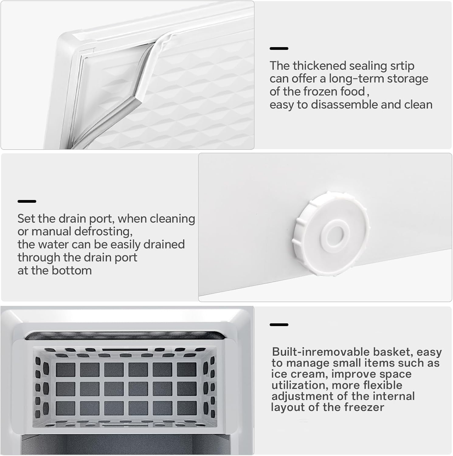 7.0 Cu Ft Chest Freezer with 3 Removable Basket & Defrost Drain,Energy Efficient & Quiet Mini Freezer with 7 Adjustable Thermostat,Compact Deep Freezer for Home,Apartment and Garage - White