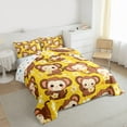 thumbnail image 3 of jejeloiu Cartoon Monkey Full Size Comforter Sets,Zoo Animal Bedding Comforter Set,Kawaii Flowers Blossom Bedding Sets For Girls Boys,Microfiber Bedroom Decor Reversible,3pcs, 3 of 8