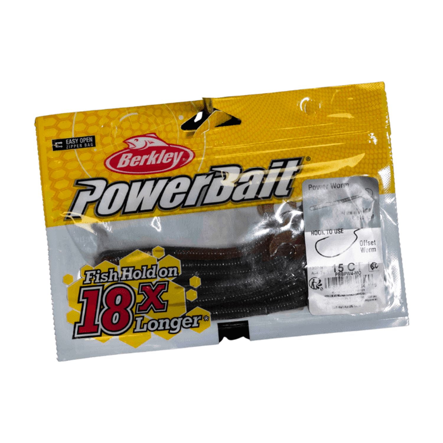 2 pack) Berkley PowerBait® Power Worm Fishing Bait, Motor Oil, 4in