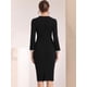 thumbnail image 3 of Vestido con botones en la parte delantera para mujer Vestidos elegantes de color de contraste de tweed Negro S, 3 of 5