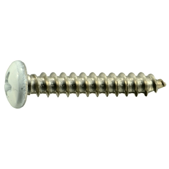 #8 x 1" White Painted 18-8 Stainless Steel Phillips Pan Head Sheet Metal Screws SMSPSS-576