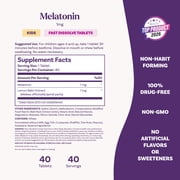 Natrol Kids Fast Dissolve Melatonin 1 mg, Sleep Aid, Strawberry, 40 Tablets