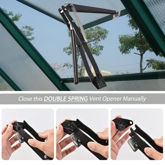 Automatic Greenhouse Vent Opener - Temperature Sensitive, Paint Sprayed Iron, Double Spring Window Opener for Ventilation