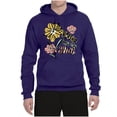 thumbnail image 2 of Wild Bobby Worship While You Wait Sunflower Pink and Yellow Inspirational/Christian Unisex Hoodie Sweatshirt, Purple, XX-Large, 2 of 6