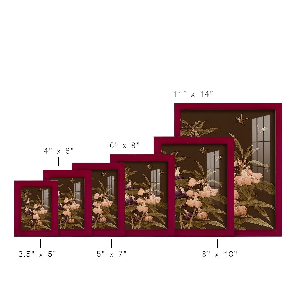 Asian Brocade IV - Framed Print w/glass - Cherry Red