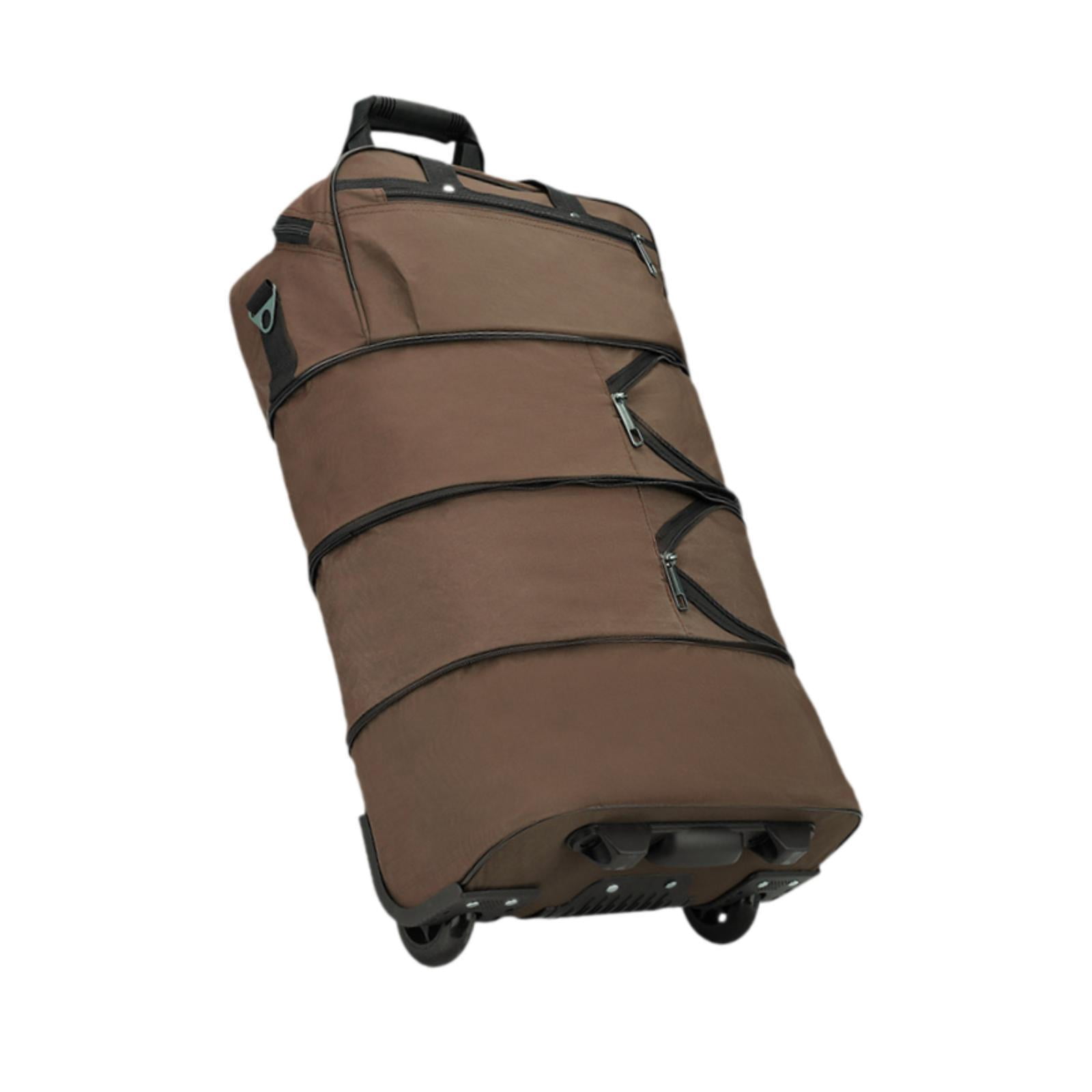 Wzmzjy Rolling Duffel Bag Wheeled Travel Storage for Women Men Compact Weekender Brown