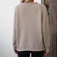 thumbnail image 6 of Itsame Knitted Sweater Women Long Sleeves Loose Sweatershirt Crew Neck Solid Color Relaxed Sweatshirts Beige Size L, 6 of 6