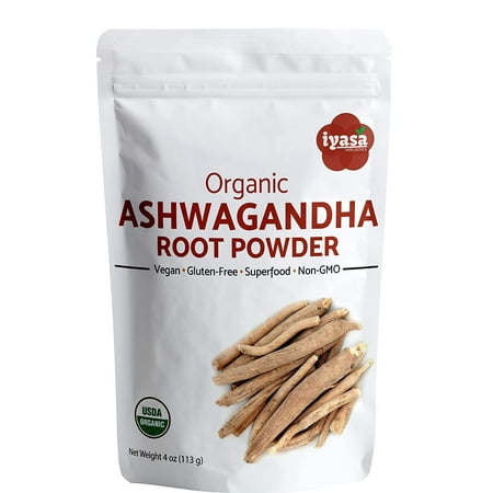 Organic Ashwagandha Powder, Withania Somnifera, Trial Pack of 4 oz/113 gm, Raw Superfood, Boosts Sleep and Energy, Always Fresh, Resealable Pouch