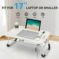 thumbnail image 2 of Folding Lap Desk, 23 Inch Portable Wood White Laptop Bed Desk Lap Desk with Cup Holder, for Working Reading Writing, Eating, Watching Movies for Bed Sofa Couch Floor, 2 of 11
