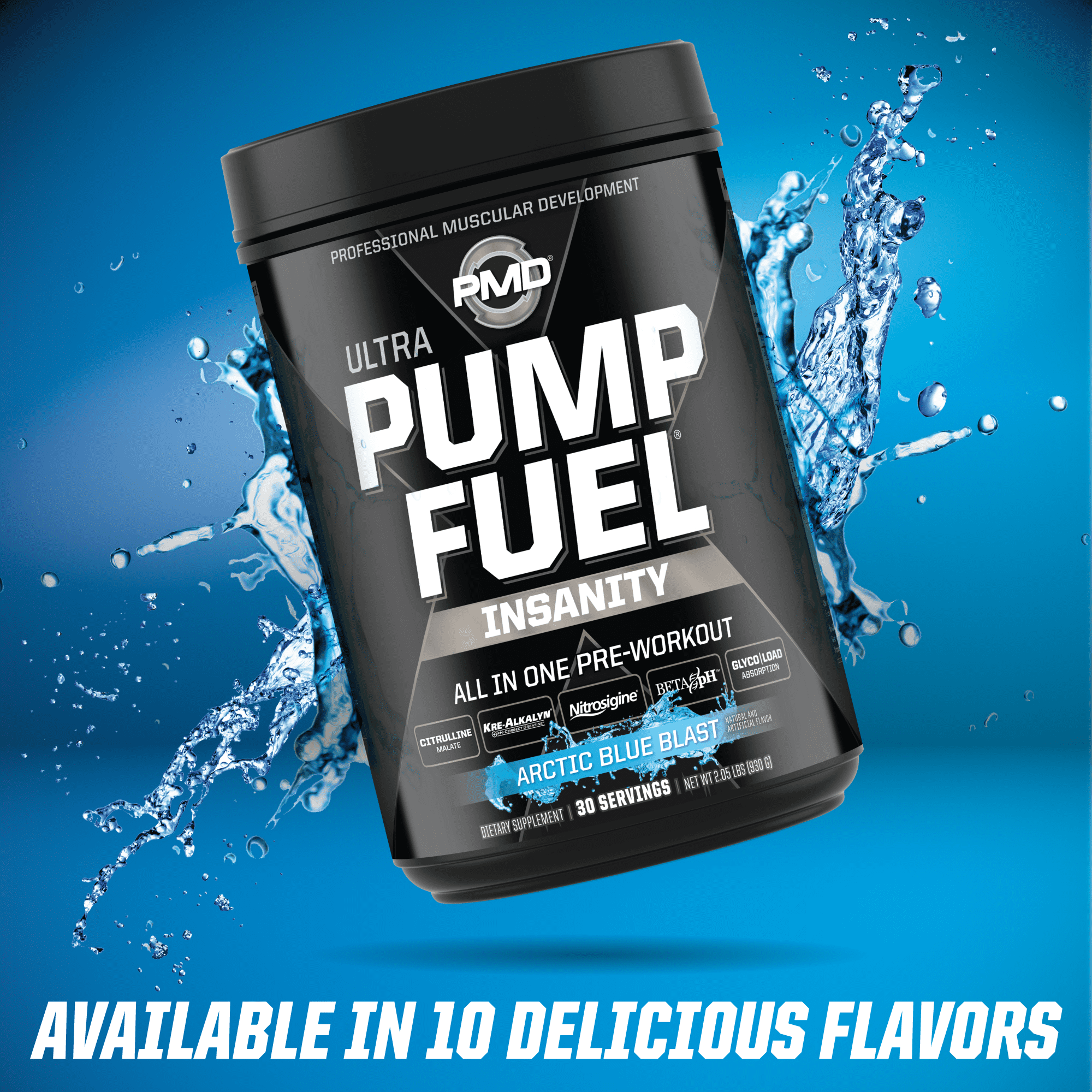 PMD Sports Ultra Pump Fuel Insanity - Pre Workout Drink Mix For Energy, Strength, Endurance, Muscle Pumps And Recovery - Complex Carbohydrates And Amino Energy - Arctic Blue Blast (30 Servings)
