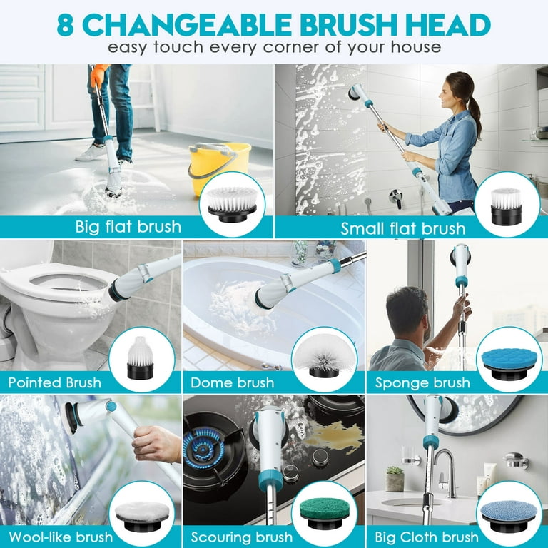 Electric Spin Scrubber, Airpher 10 in 1 Cordless Cleaning Brush IPX8 w –