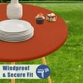thumbnail image 3 of Round Spandex Tablecloth, Elastic Fitted Waterproof Tablecloths for 36"-44" Tables, Stretch Washable Picnic Table Cover for Camping, Dining, Indoor and Outdoor, Rust, 3 of 6