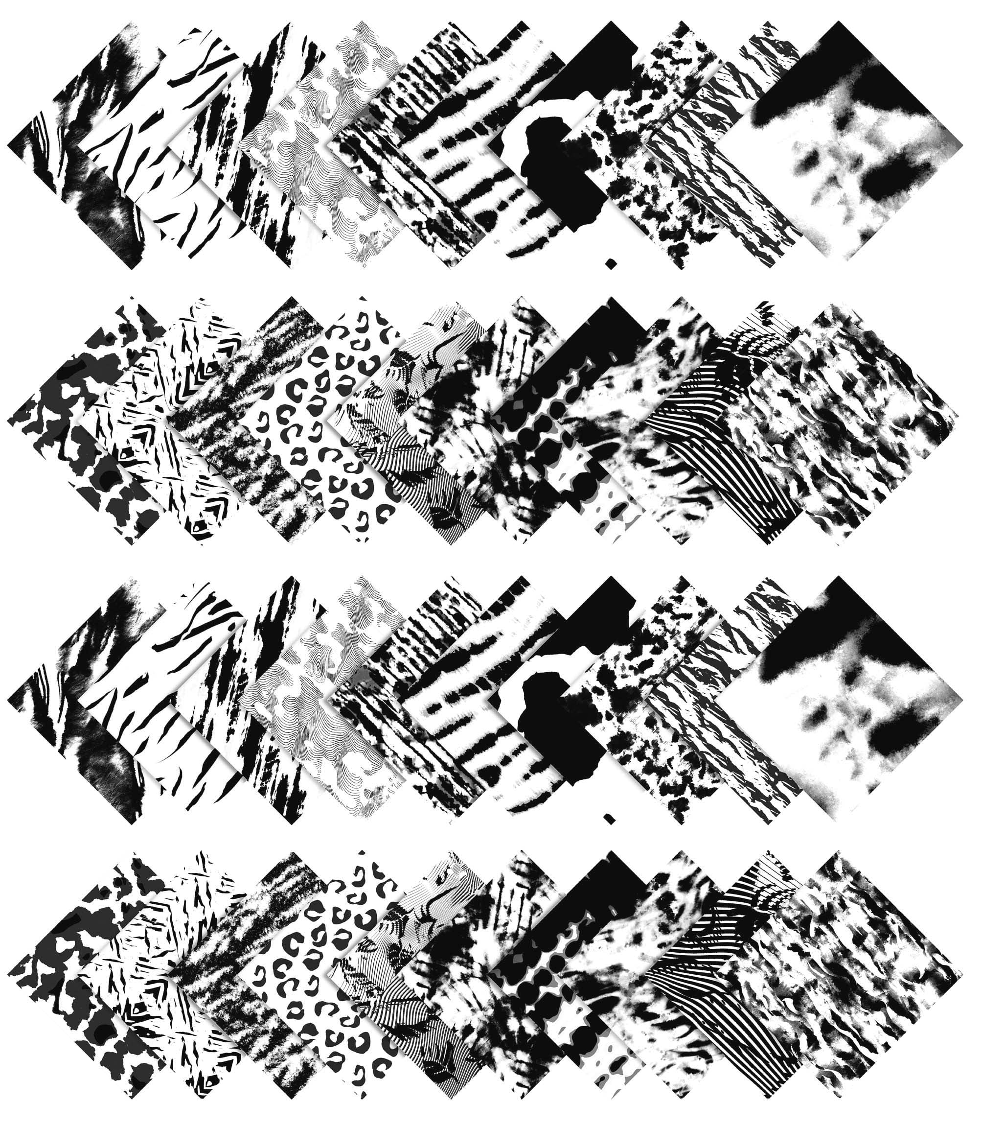Soimoi 40Pcs Tie Dye Print Cotton Precut Fabrics For Quilting Craft Strips 2.5x42inches Jelly Roll - Black