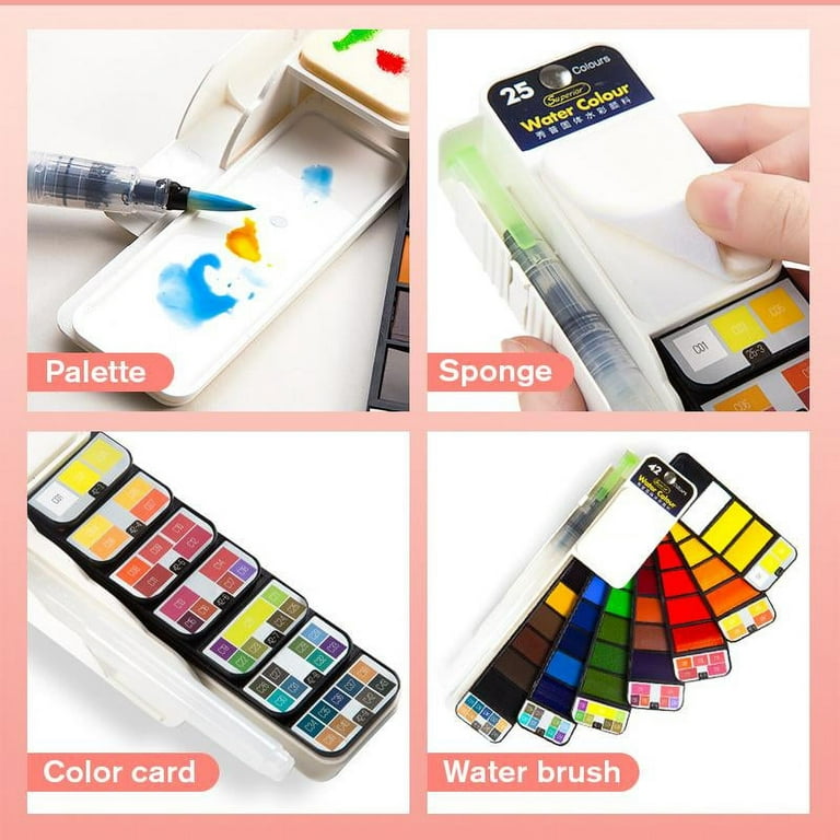 Portable18/24/36/42 Colors Solid Watercolor Paint Set Watercolor Pigment  With Water Pen For Beginner Painting Art Supplies - AliExpress