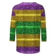 thumbnail image 4 of Mardi Gras Womens Top Striped 3/4 Sleeve Funny Mask Graphic Crew Neck Tee Shirt Loose Fitted Tunic Party Tops Fashion Mardi Gras Clothes 2026, 4 of 7