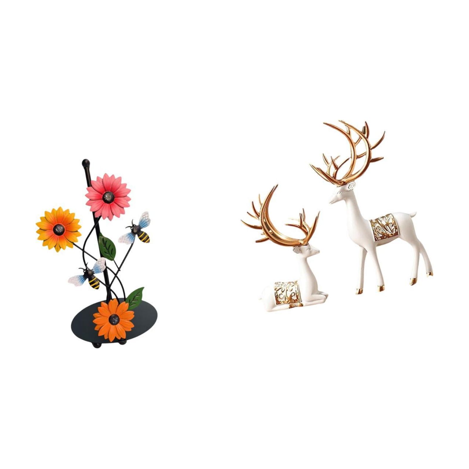Fiocias Toilet Paper Holder Paper Towel Holder Deer Sculpture Statue Reindeer Couple Figurine Made of Iron And Resin Suitable for Kitchen Countertop Bedroom D