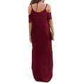 thumbnail image 7 of Aiyino Women's Summer Casual Loose Long Dress Cold Shoulder Short Sleeve Split Maxi Dresses, 7 of 7