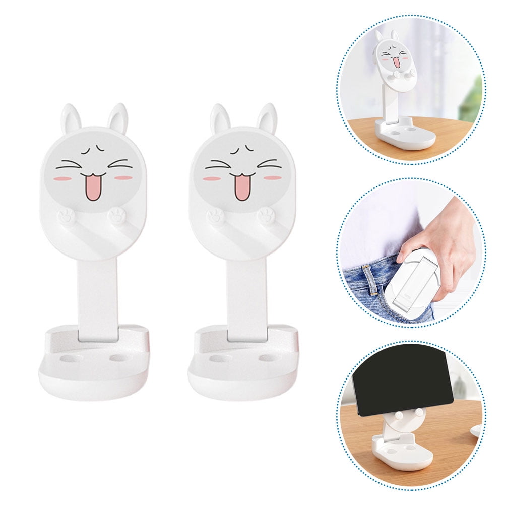 WRISTBIQUE 2Pcs Desktop Phone Stand White with Universal Foldable Bracket and Non Deformable Material