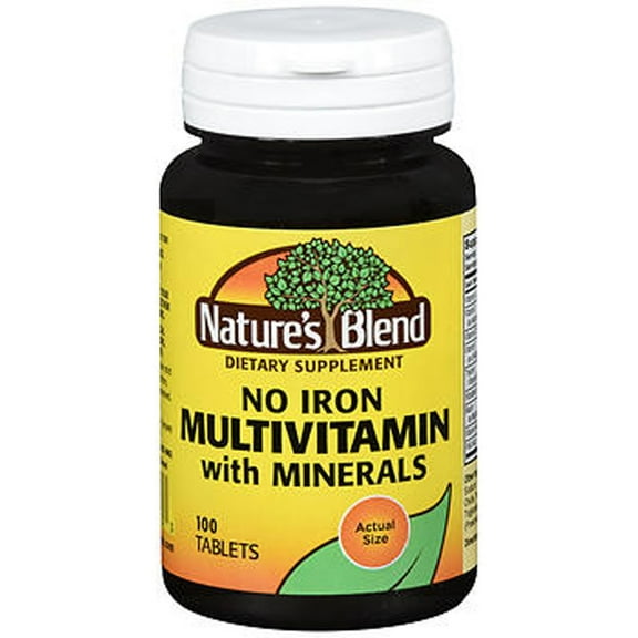Nature's Blend No Iron Multivitamin with Minerals Tablets, 100 Count