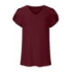 thumbnail image 4 of Tops Para Mujer Elegante Blusa Casual Suelta Manga Corta Con Cuello en V Camiseta Sólida Túnica Odeerbi  ODB164475, 4 of 8