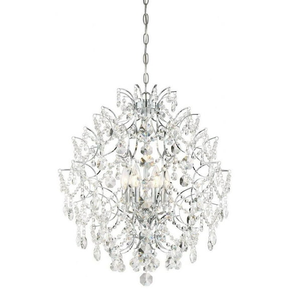 Isabella's Crown Chandelier 6 Light Chrome Crystal in Traditional Style 24.25 inches Tall By 22 inches Wide Bailey Street Home 57-Bel-3098368