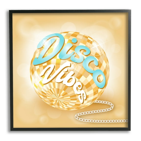 Stupell Industries Disco Vibes Yellow & Blue Phrase Beauty & Fashion Painting Black Framed Art Print Wall Art