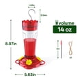 thumbnail image 4 of WuZooCg Hummingbird Feeder for Outdoors Hanging, 14 oz Plastic Nectar Feeder, Leak-Resistant, Ant and Bee Guard, 4 Feeding Ports with Perches, 4 of 6