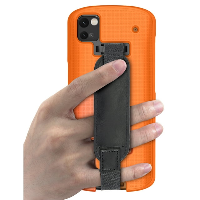 Étui + Sangle de Main Combo pour Zebra TC53 TC58 Scanner d'Ordinateur Mobile, Nakedcellphone Coque Rigide Texturée avec Support - Orange Vif