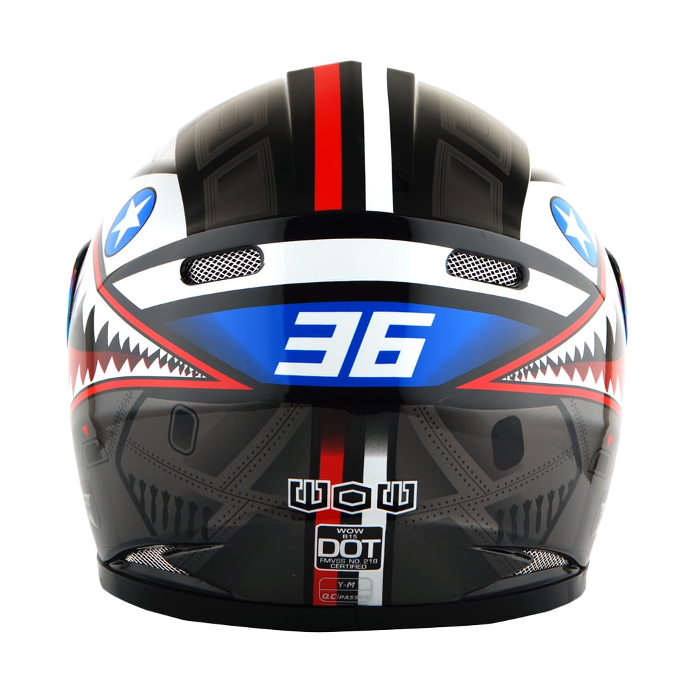 1Storm Youth Kids Motorcycle Full Face Helmet B15 Street Bike BMX MX Shark Black + MG Youth Glove Bundle