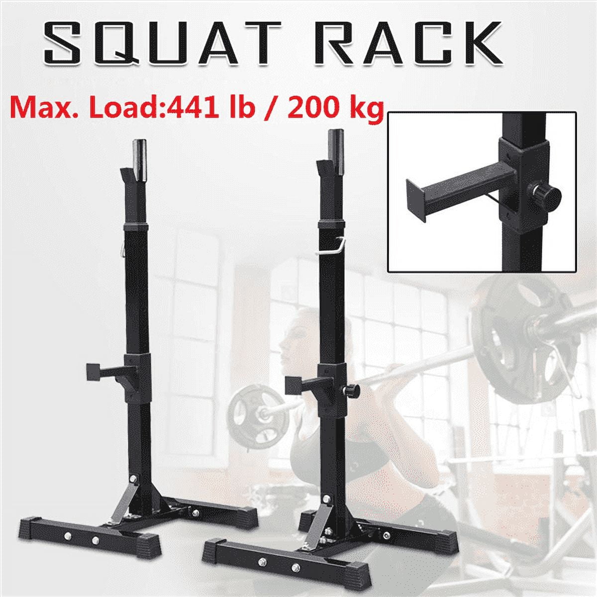 Renwick 2-Piece Adjustable Squat Stand Rack or Barbell Free Press Bench, Black, Weight Bench