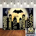 thumbnail image 2 of Superhero Super City Photography Backdrops Skyline Buildings City Boom Full Moon Bat Photo Background 5x3ft Vinyl Children Birthday Party Banner Photo, 2 of 4