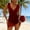 c01Red, variant on Women One Piece Swimsuits Tummy Control Ruffled Bathing Suit V Neck Mesh Sheer Swim Dress Beach Vacation Swimwear Black S
