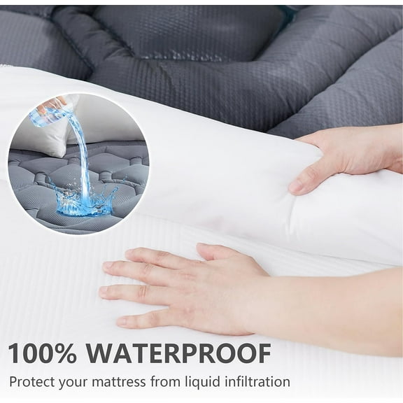 Waterproof Cooling Mattress Pad, Leak Proof Deep Pocket King Size (78x80 inch, Grey)