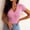 Pink, variant on Graphic Tees for Women's T-Shirts Knit Fitted Neck Tee V Neck Short Sleeve Solid Top for Summer Pink XXL