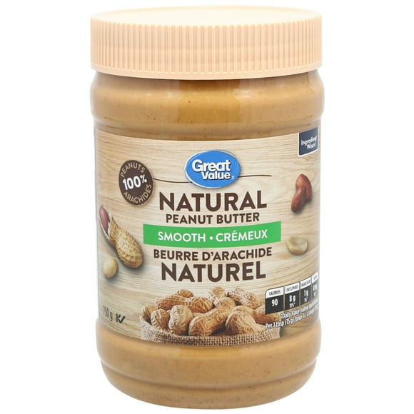 Great Value Smooth Natural Peanut Butter, 750 g