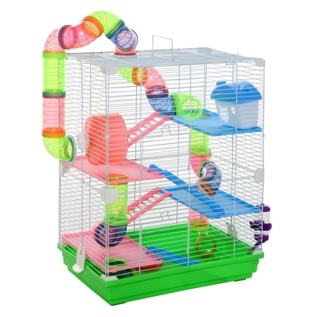 Hamster Cage 5 Tier Portable Carrier w/ Wheel & Tubes - Small Animal Habitat