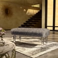 thumbnail image 5 of Furniture of America Raven II Contemporary Fabric Upholstered Bench in Gray, 5 of 7