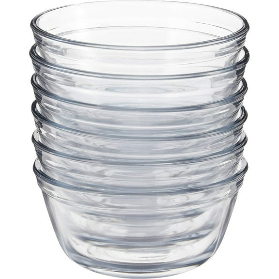 Glass Food Prep and Mixing Bowls, 1 Quart (Set of 6), Clear