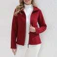 thumbnail image 5 of FRSASU Women Casual Full Zip up Jackets Casual Solid Color Versatile Basic Long Sleeve Hoodless Fleece Jackets Red, 5 of 9