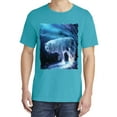 thumbnail image 2 of Wild Bobby, Winter Dire Snow Wolf, Animal Lover, Garment-Dyed Washed Look Short Sleeve T-Shirt, Blue Lagoon, Small, 2 of 3