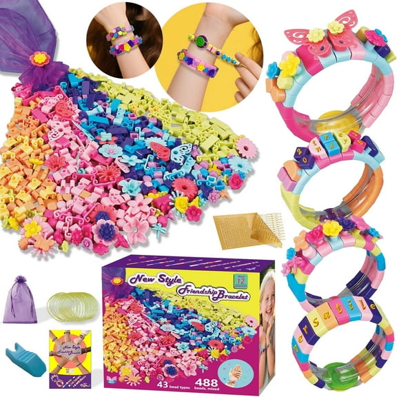 Yalumo Friendship Bracelet Making Kit for Girls, 488 PCS Kandi Beads DIY Jewelry Set, Creative Snap Beads Craft for Birthday Gifts Ages 6-12