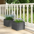 thumbnail image 2 of Gymax 2 Pack Square Planter Box Weather-Resistant HDPE Flower Pot Garden Bed Grey, 2 of 9