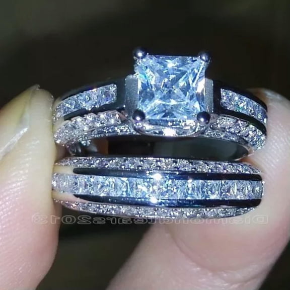HOOUN 925 Silver Jewelry Gift Ring Elegant Women Cubic Zirconia Wedding Rings Sz 6-10-6-Style_3