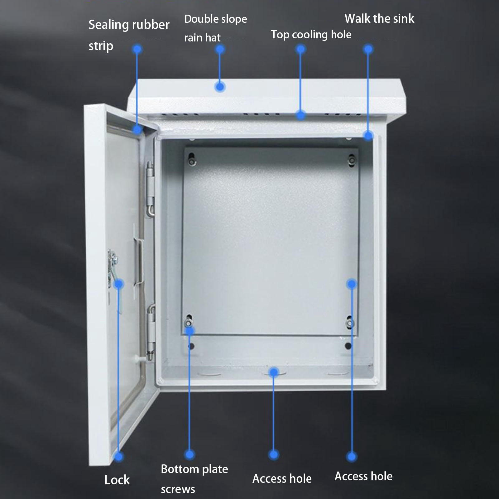 Electrical Junction Box Outdoor Waterproof Electrical Box Weatherproof Wall-Mounted Enclosure Large  Stainless Steel Project Box Utility Box